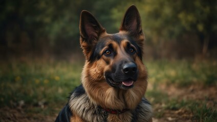 German Shepherd portrait, horizontal photo.