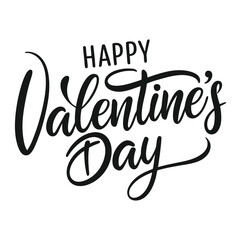 Happy Valentines Day lettering calligraphy vector illustration. Isolated on white background.