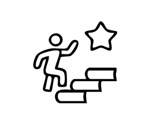 Goal Achievement Icon Climbing Stairs, Success, and Ambition Symbol