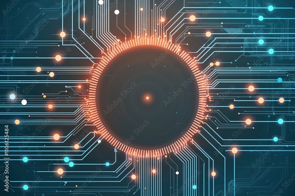 Poster innovative digital technology background featuring lines and dots for data visualization and connect