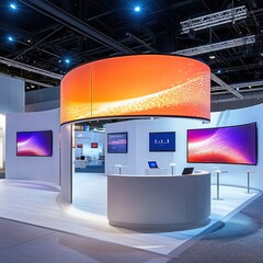 Sleek Modern Exhibition Booth with Curved LED Screen