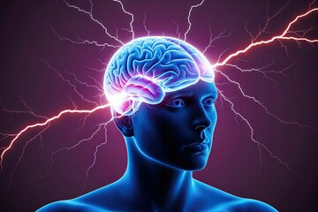 Obraz premium Understanding the Human Brain and Lightning Effects on Psychological Pressure Stress and Migraine Attacks