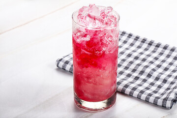 Cold strawberry cocktail with ice
