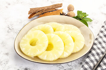 Sweet Canned pineapple in the bowl