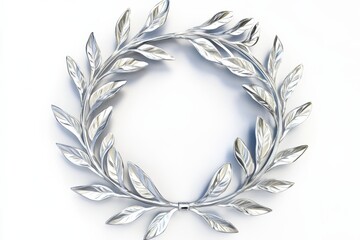 Silver Laurel Wreath. 3D Illustration of Award Symbol for Winner with Isolated Silver Element
