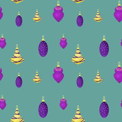 pattern with Christmas toys of different shapes