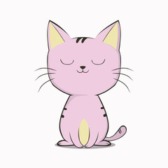 Cute Happy Cat In Clip Art Style, Tshirt