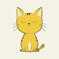 Cute Happy Cat In Clip Art Style, Tshirt