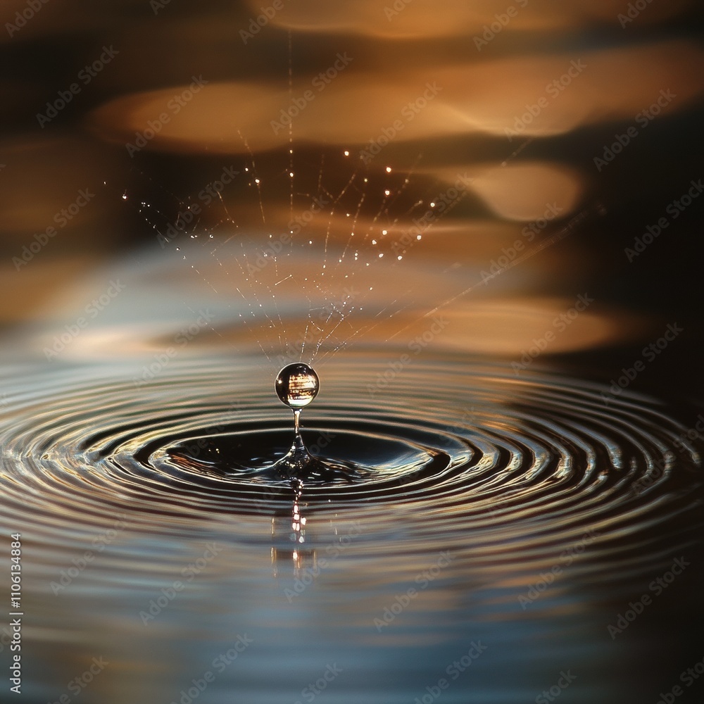 Aufkleber a mesmerizing macro shot captures the precise moment a water droplet impacts the surface, creating r