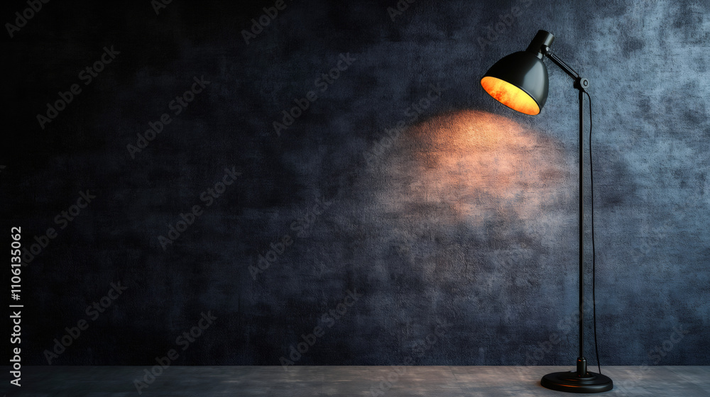 Aufkleber cozy and moody atmosphere created by warm light illuminating a dark grunge wall in an empty room