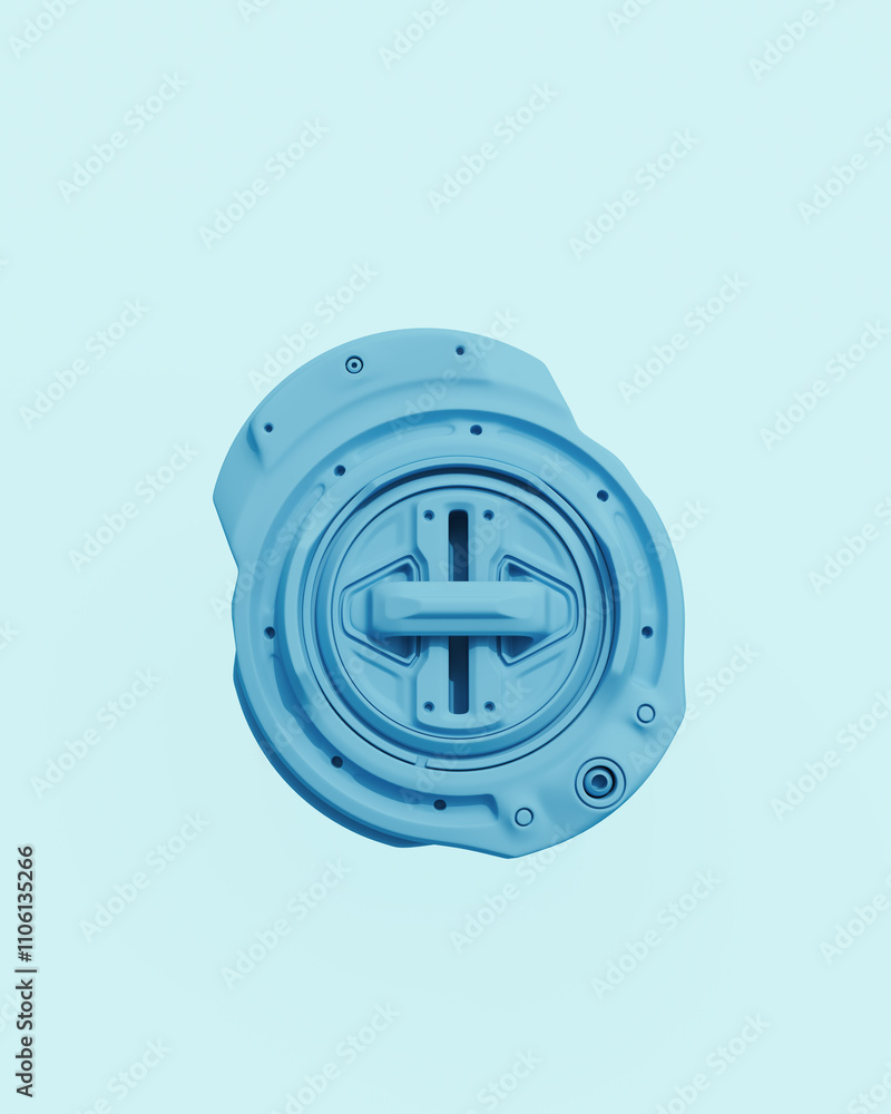 Poster blue tech objects abstract pale background bend neutral monochrome soft tones pastel 3d illustration