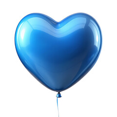 Blue balloon in heart shape isolated on transparent background. AI Generative