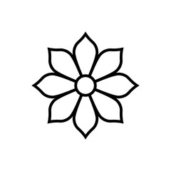 Line art flower symbol icon on white background