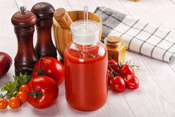 Fresh Tomato juice in the glass