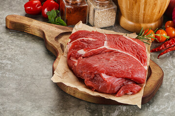 Raw beef meat piece for cooking