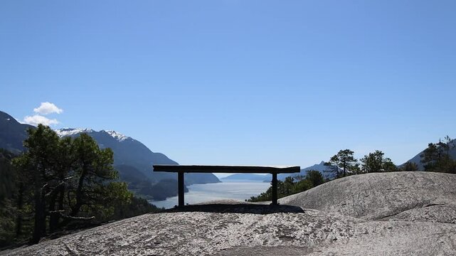 Hiking Viewpoint Wooden Bench Relaxing Video