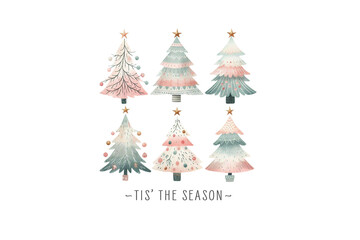 Tis the season, Winter Christmas Trees PNG sublimation Design
