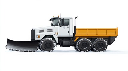 Snow Plow Truck: Pickup Truck Working in Winter Conditions to Plow Snow
