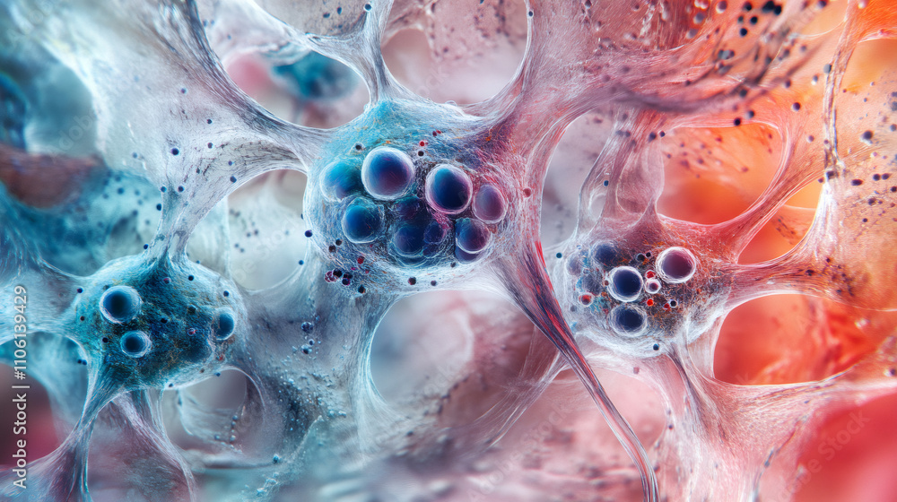 Leinwandbilder microscopic view of osteocytes embedded in the bone matrix, highlighting their role in maintaining b