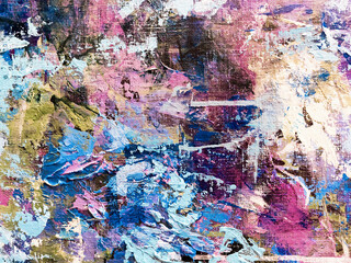 Vivid colorful  painting.  Background design. Dots , strokes of paint. Textured oil painting.  Hand drawn brush stroke. Multicolored circles. Bright pattern with paint structure. Impasto. Color scheme