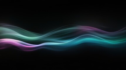 Fototapeta premium Colorful waves of blue, green, and purple flow seamlessly across a black background. The design suggests a sense of motion and depth, inviting viewers to explore the vibrant energy.