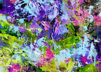 Vivid colorful  painting.  Background design. Dots , strokes of paint. Textured oil painting.  Hand drawn brush stroke. Multicolored circles. Bright pattern with paint structure. Impasto. Color scheme