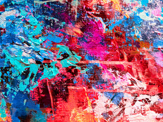 Vivid colorful  painting.  Background design. Dots , strokes of paint. Textured oil painting.  Hand drawn brush stroke. Multicolored circles. Bright pattern with paint structure. Impasto. Color scheme