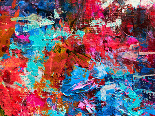 Vivid colorful  painting.  Background design. Dots , strokes of paint. Textured oil painting.  Hand drawn brush stroke. Multicolored circles. Bright pattern with paint structure. Impasto. Color scheme
