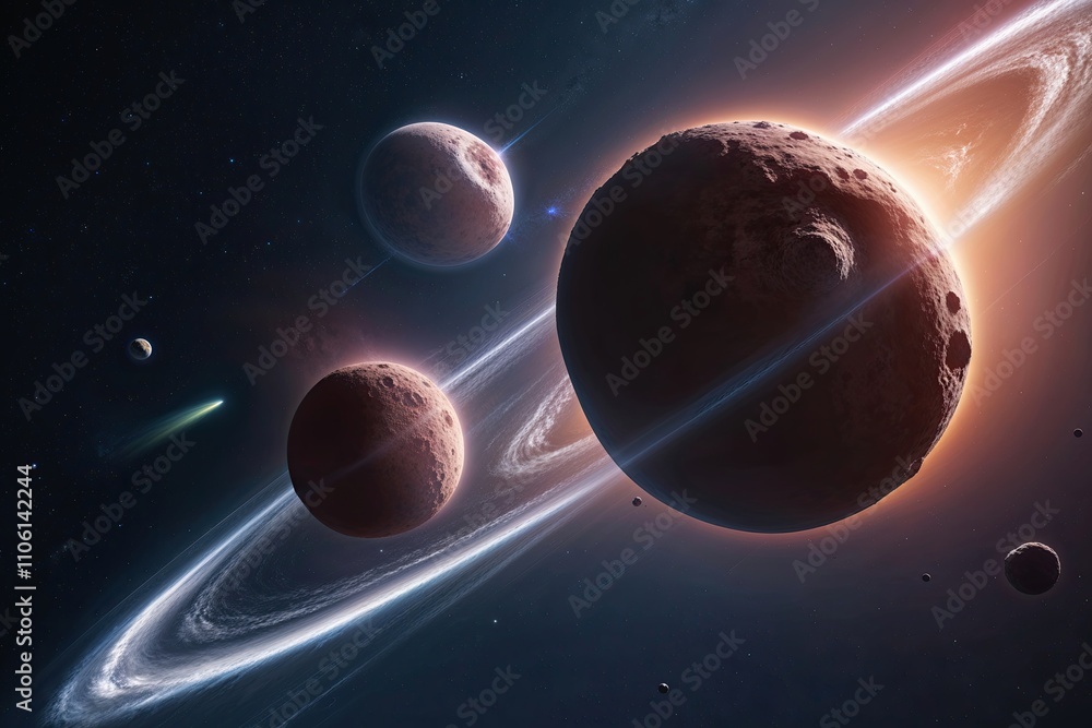 Poster dynamic movement of asteroids and comets through space