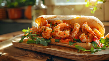 Crispy Shrimp Sandwich with Fresh Vegetables