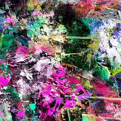 Vivid colorful  painting.  Background design. Dots , strokes of paint. Textured oil painting.  Hand drawn brush stroke. Multicolored circles. Bright pattern with paint structure. Impasto. Color scheme