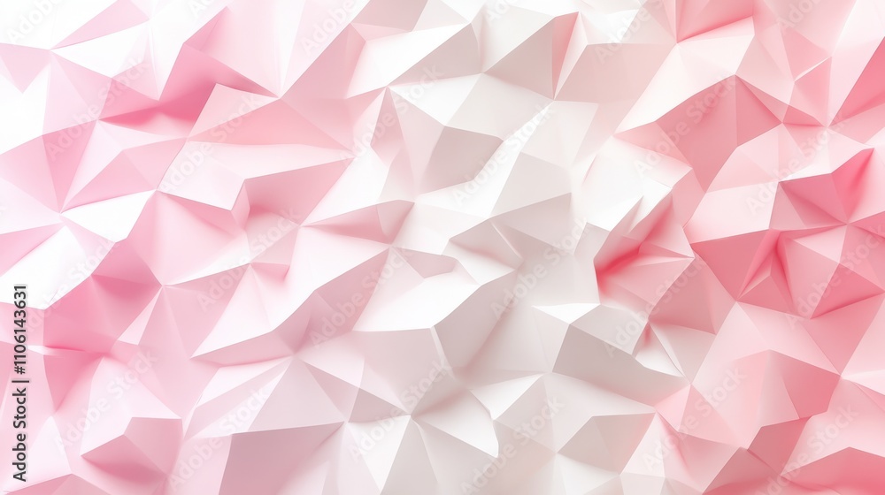 Poster abstract geometric background in soft pink and white tones with sharp facets and angled shapes for m