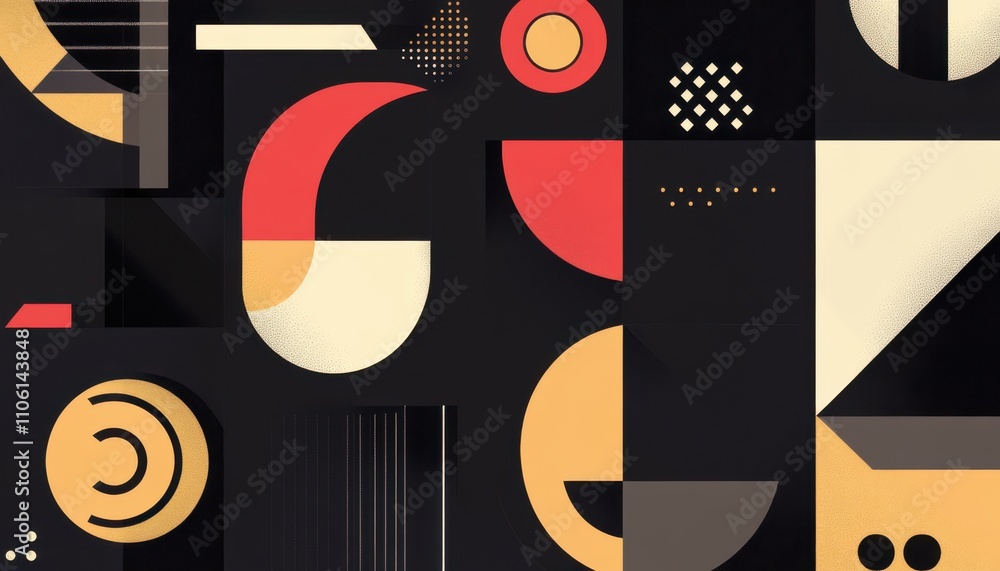 Aufkleber abstract geometric composition featuring bold shapes and contrasting colors creating a modern visual