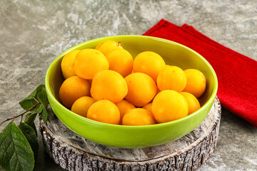 Ripe sweet juicy yellow plum