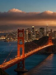 Fototapeta premium Golden Gate Bridge with downtown San Francisco.