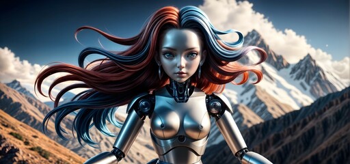 modern anime style robot with futuristic glowing details for use in tech and animation projects