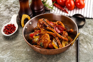 Asian cuisine pork in oyster sauce