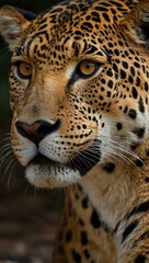 Obraz premium Golden jaguar close-up portrait.