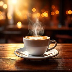 Kaffeetasse mit dampfendem Herz – Symbol für Genuss und Wohlbefinden