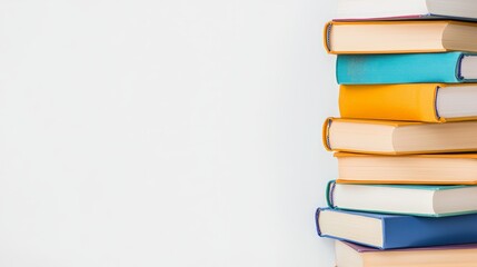 Fototapeta premium Colorful stack of books on white background