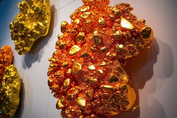 Exceptional Display of Brilliant Gold Nuggets in Orange and Yellow