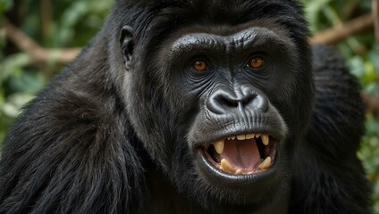 Obraz premium Gorilla bursting with energy.