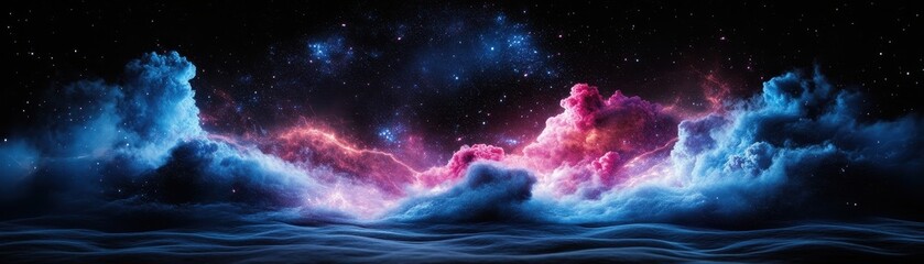 Vibrant clouds in a cosmic landscape.