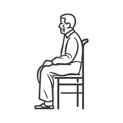 Line Drawing Of A Man Sitting On A Chair