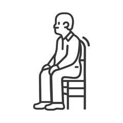 Line Drawing Of A Man Sitting On A Chair With Back Pain