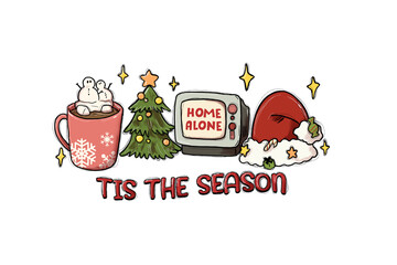 Tis the Season, Christmas plaid pattern Sublimation T Shirt Design