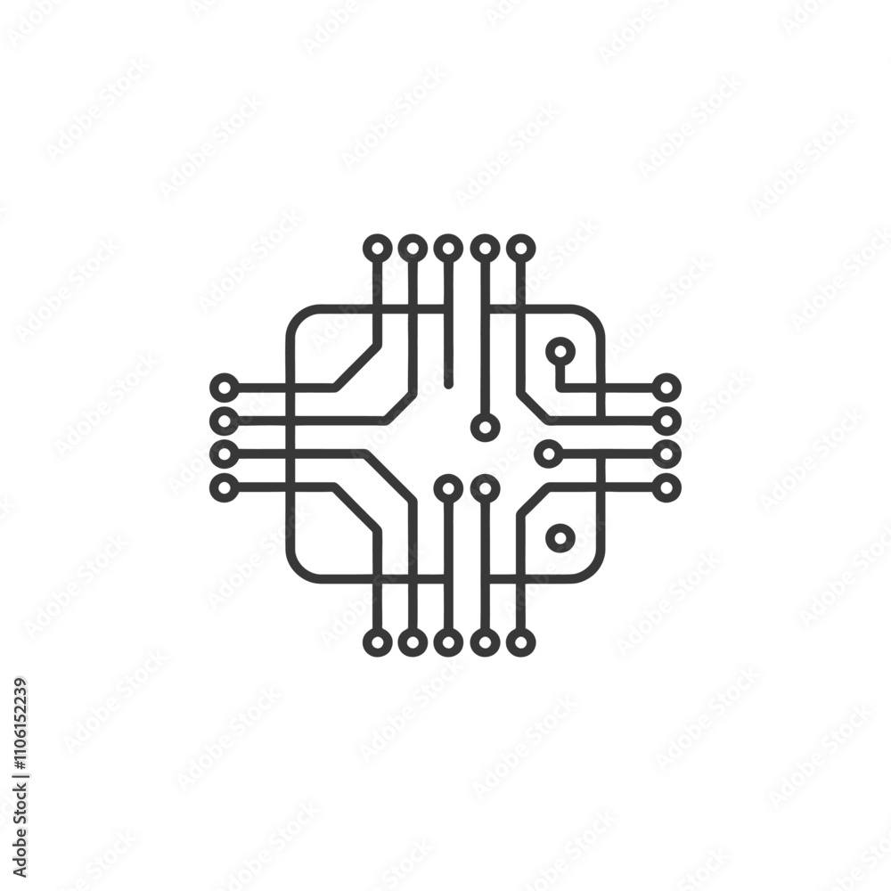Poster line drawing of a microchip with circuitry