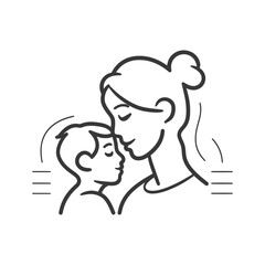 Obraz premium Line Drawing Of A Mother Kissing Her Child On The Forehead