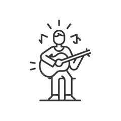 Line Drawing Of A Person Playing An Acoustic Guitar