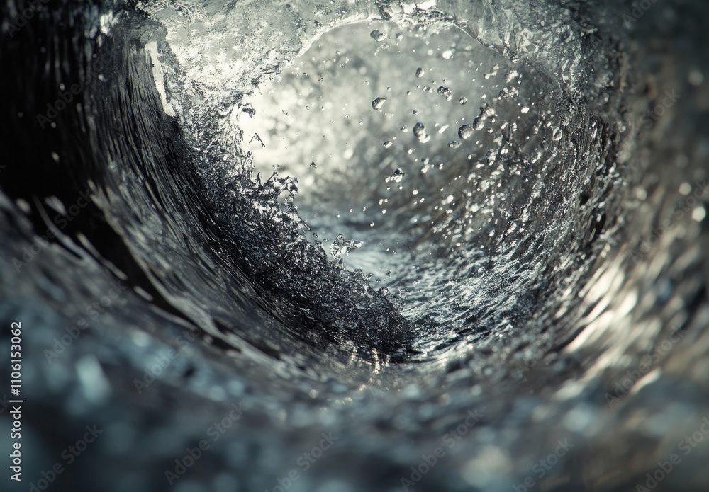 Poster close-up view of bubbling water showing intricate details of fluid motion and the beauty of nature c